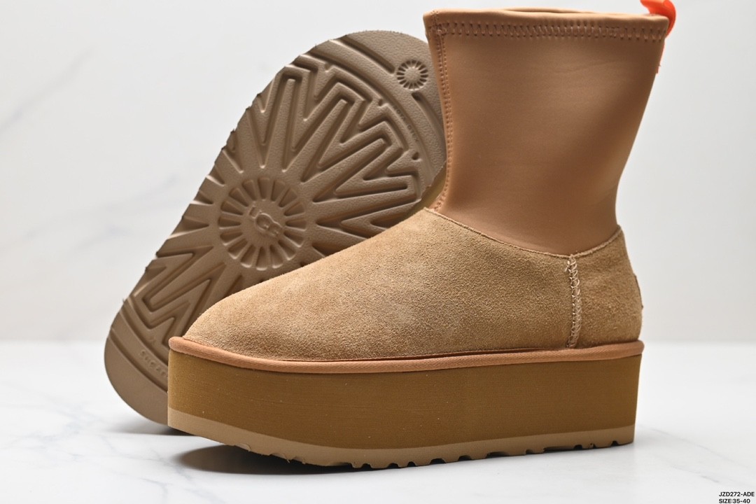 UGG Suede Casual Round Head Lightweight Thick Sole High Boots